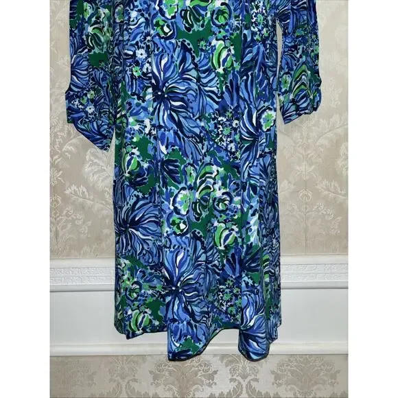NWT Lilly Pulitzer Fairfax 3/4 Sleeve Abaco Blue Turtle Ave Dress Size M $118 - Picture 5 of 11